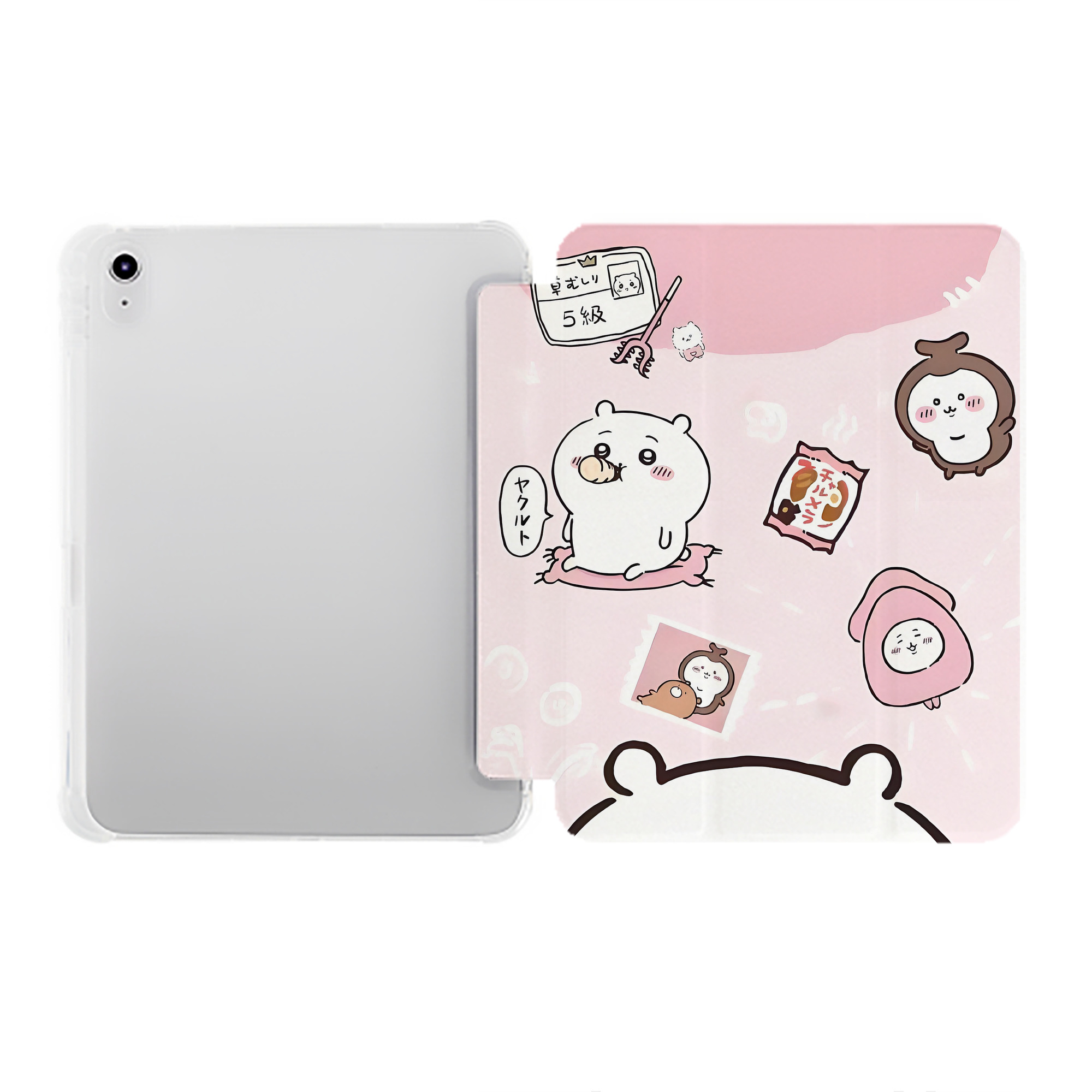 （画像用） ちいかわ Chii-kawa IPad ケース ペン収納付き 三つ折りスタンド PUレザー×シリコン 対応機種9.5/10.5/10.9インチ